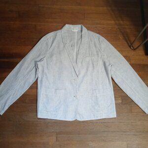 EILEEN FISHER hemp/organic cotton ticking striped lightweight jacket (L)
